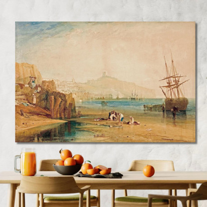 Les Garçons Du Matin De La Ville Et Du Château De Scarborough Attrapent Des Crabes Joseph Mallord William Turner tableau impress