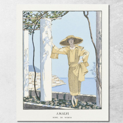 Amalfi. Abito Di Worth Della Gazette Du Bon Ton George Barbier gbb4 quadro stampato su tela