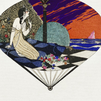 Costumi Parisiens N° 42 Ventagli Di Paquin Del Journal Des Dames Et Des Modes George Barbier gbb24 quadro stampato su tela