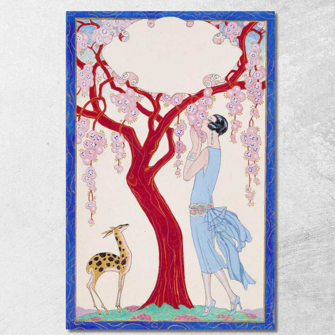 Donna Fulva E Albero Rosso George Barbier gbb55 quadro stampato su tela Donna Fulva E Albero Rosso George Barbier gbb55 quadro stampato su tela