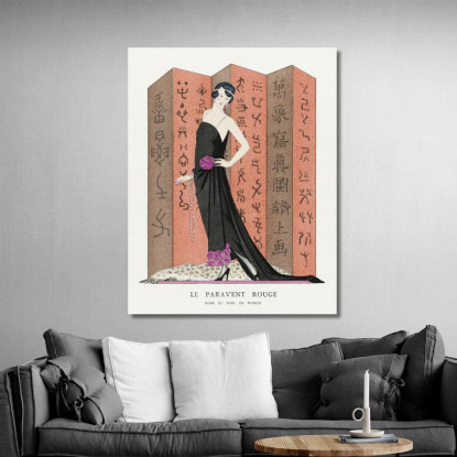 Lo Schermo Rosso Abito Da Sera Di Worth Dalla Gazette Du Bon Ton George Barbier gbb113 quadro stampato su tela