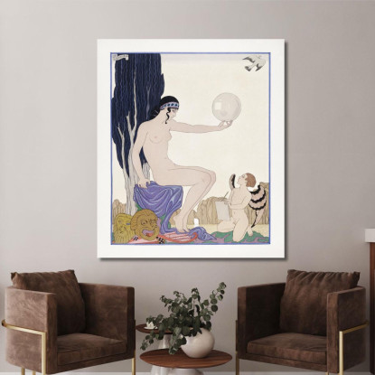 Donna Seduta E Cherubino George Barbier gbb152 quadro stampato su tela