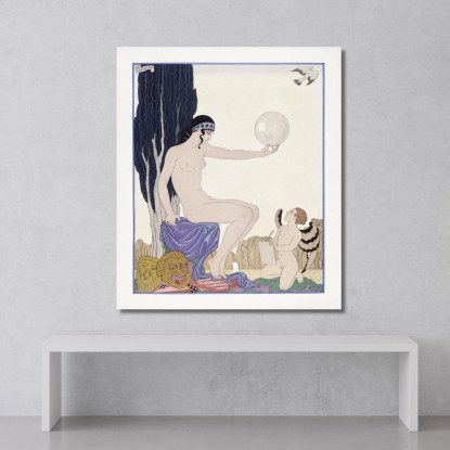 Donna Seduta E Cherubino George Barbier gbb152 quadro stampato su tela