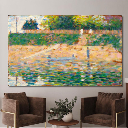 Barca Sulla Riva Del Fiume Georges Seurat gsr10 quadro stampato su tela