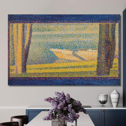 Barche Ormeggiate E Alberi Georges Seurat gsr48 quadro stampato su tela