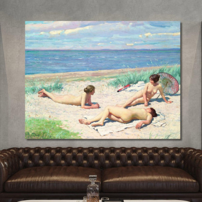 Ragazze Sulla Spiaggia Paul Fischer pfs12 quadro stampato su tela