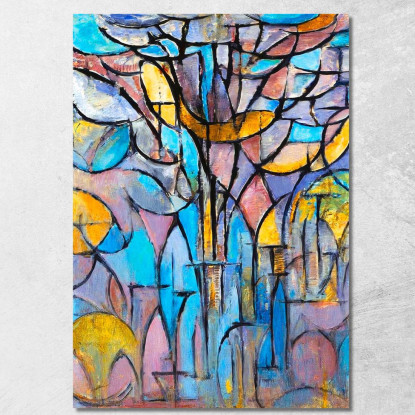 Alberi Piet Mondrian pmn52 quadro stampato su tela