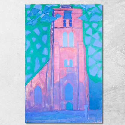 Campanile Della Chiesa A Domburg Piet Mondrian pmn58 quadro stampato su tela