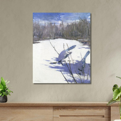 Blue Jays In Winter Studia Per Un Libro Che Nasconde La Colorazione Nel Regno Animale Abbott Handerson Thayer aht4 quadro stamp