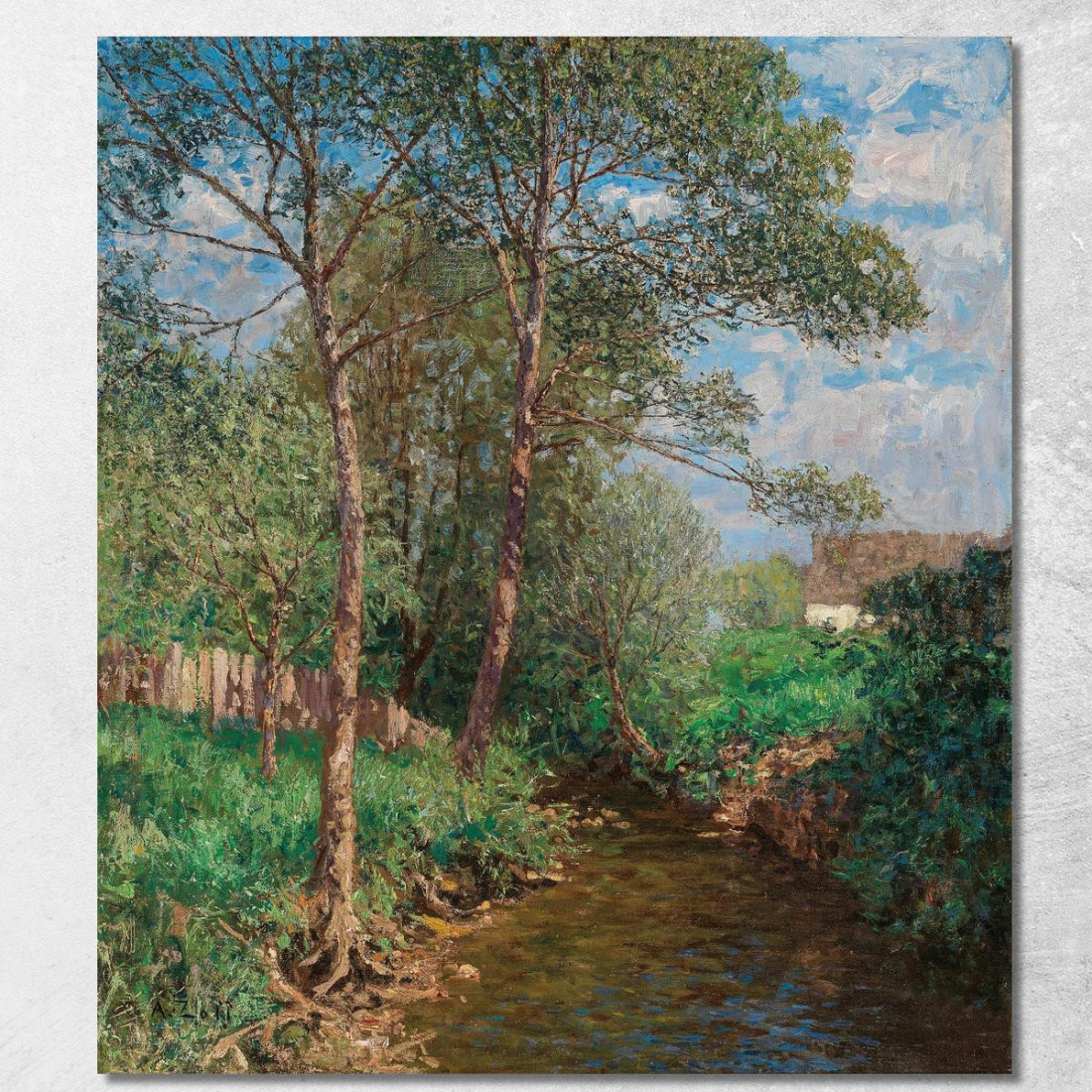 Un Paesaggio Soleggiato Con Ruscello Alfred Zoff azf8 quadro stampato su tela Un Paesaggio Soleggiato Con Ruscello Alfred Zoff azf8 quadro stampato su tela