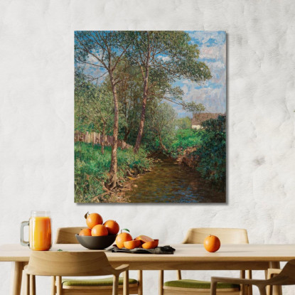 Un Paesaggio Soleggiato Con Ruscello Alfred Zoff azf8 quadro stampato su tela