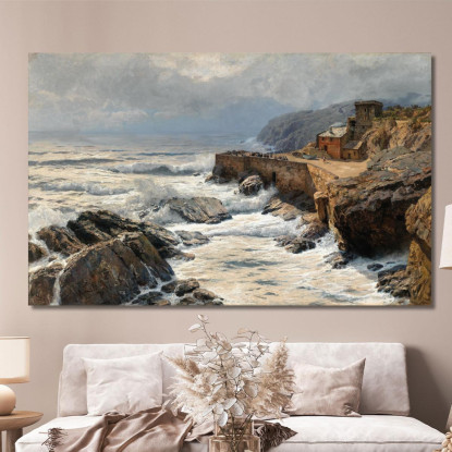 Riviera Che Infrange Le Onde A Boccadasse Alfred Zoff azf55 quadro stampato su tela
