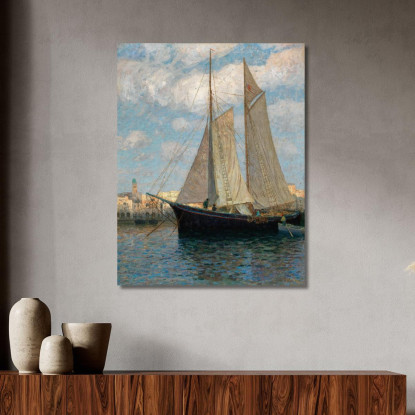 Navi Nel Porto Di Chioggia Alfred Zoff azf59 quadro stampato su tela