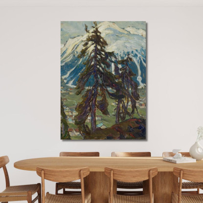Abeti Davanti Alle Montagne. Studio Dalla Norvegia Settentrionale Anna Boberg abb15 quadro stampato su tela