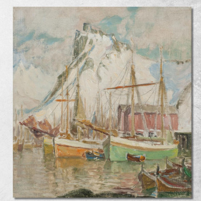 Nel Porto Di Svolvaer. Studio Da Lofoten Anna Boberg abb19 quadro stampato su tela