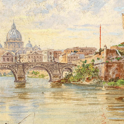 Una Veduta Di Roma Con Castel Sant'Angelo Ponte Sant'Angelo E La Basilica Di San Pietro Sullo Sfondo Antonietta Brandeis abn4 q