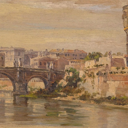 Una Vista Del Tevere Con Castel Sant'Angelo E San Pietro Antonietta Brandeis abn5 quadro stampato su tela