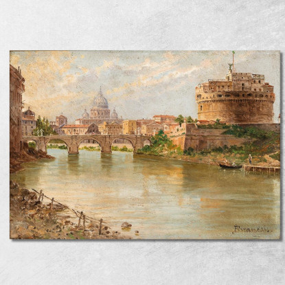 Roma Una Vista Di Castel Sant'Angelo Con La Basilica Di San Pietro In Lontananza Antonietta Brandeis abn30 quadro stampato su t