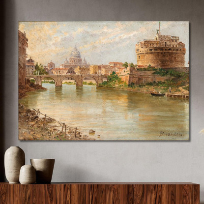 Roma Una Vista Di Castel Sant'Angelo Con La Basilica Di San Pietro In Lontananza Antonietta Brandeis abn30 quadro stampato su t
