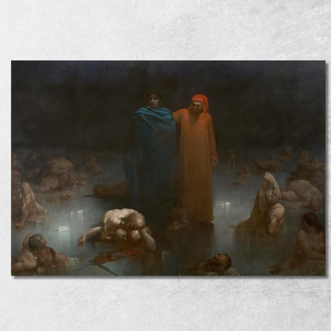 Dante E Virgilio Nel Nono Cerchio Dell'Inferno Doré Gustave gdr17 quadro stampato su tela Dante E Virgilio Nel Nono Cerchio Dell'Inferno Doré Gustave gdr17 quadro stampato su tela