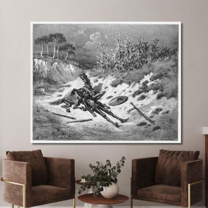 Don Chisciotte Steso A Terra Accanto A Ronzinante Doré Gustave gdr28 quadro stampato su tela