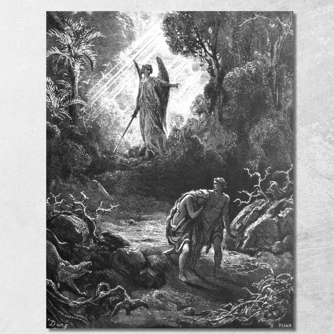 Cacciata Di Adamo Ed Eva Dal Paradiso Doré Gustave gdr33 quadro stampato su tela Cacciata Di Adamo Ed Eva Dal Paradiso Doré Gustave gdr33 quadro stampato su tela