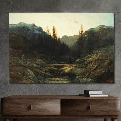 Ruscello In Montagna Al Tramonto Doré Gustave gdr65 quadro stampato su tela