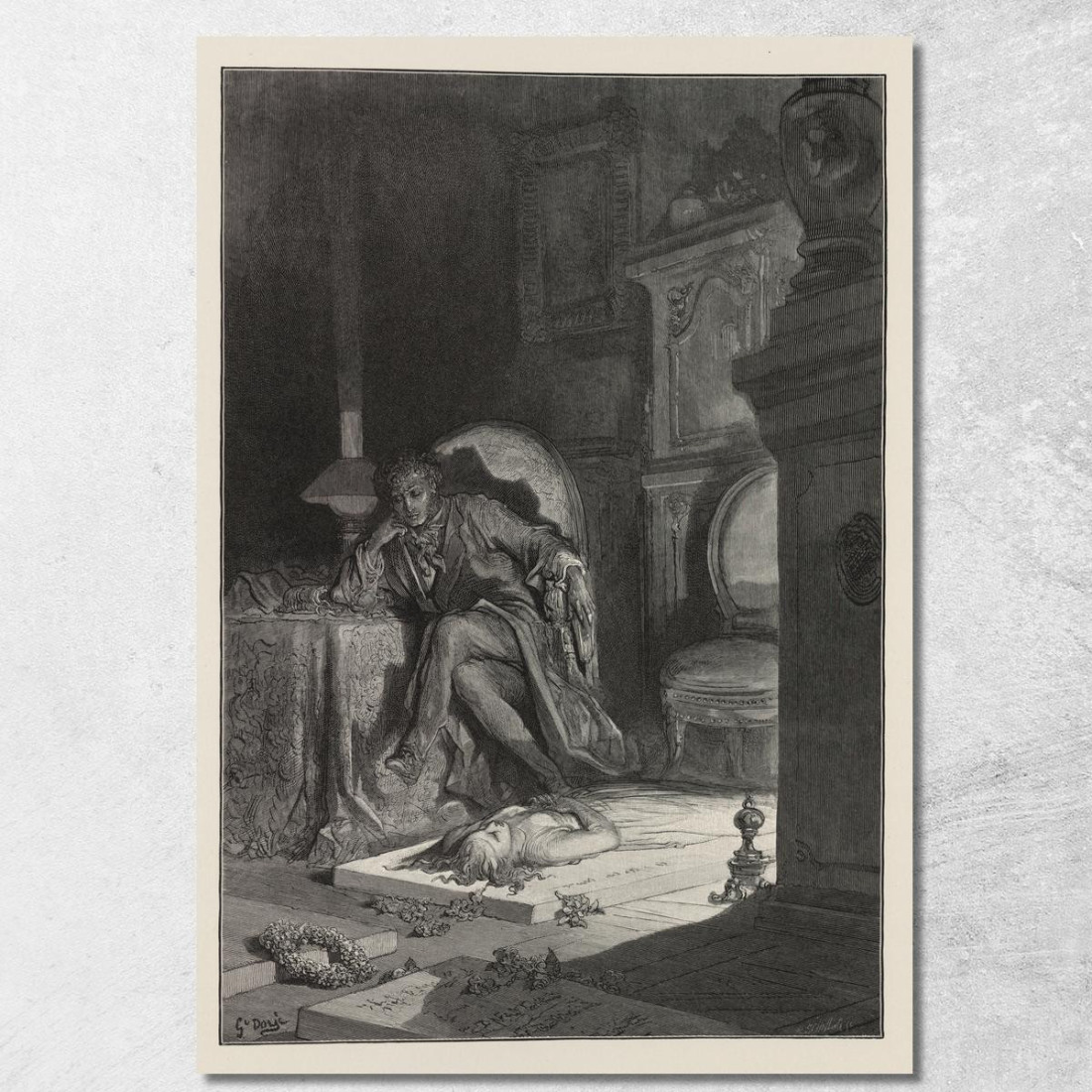 Il Corvo Pl.17 Doré Gustave gdr100 quadro stampato su tela Il Corvo Pl.17 Doré Gustave gdr100 quadro stampato su tela