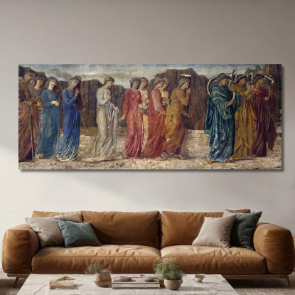 Amore E Psiche - Murales Verdi Del Palazzo - Il Re E Gli Altri Dolenti Abbandonano Psiche Al Mostro Edward Burne Jones ebj5 qua