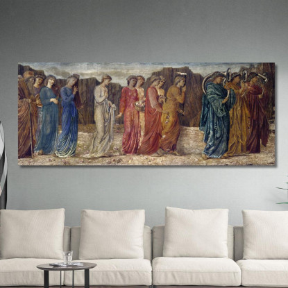 Amore E Psiche - Murales Verdi Del Palazzo - Il Re E Gli Altri Dolenti Abbandonano Psiche Al Mostro Edward Burne Jones ebj5 qua