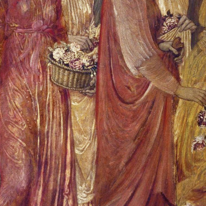 Amore E Psiche - Murales Verdi Del Palazzo - Il Re E Gli Altri Dolenti Abbandonano Psiche Al Mostro Edward Burne Jones ebj5 qua