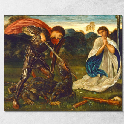 La Lotta - San Giorgio Uccide Il Drago Vi Edward Burne Jones ebj8 quadro stampato su tela