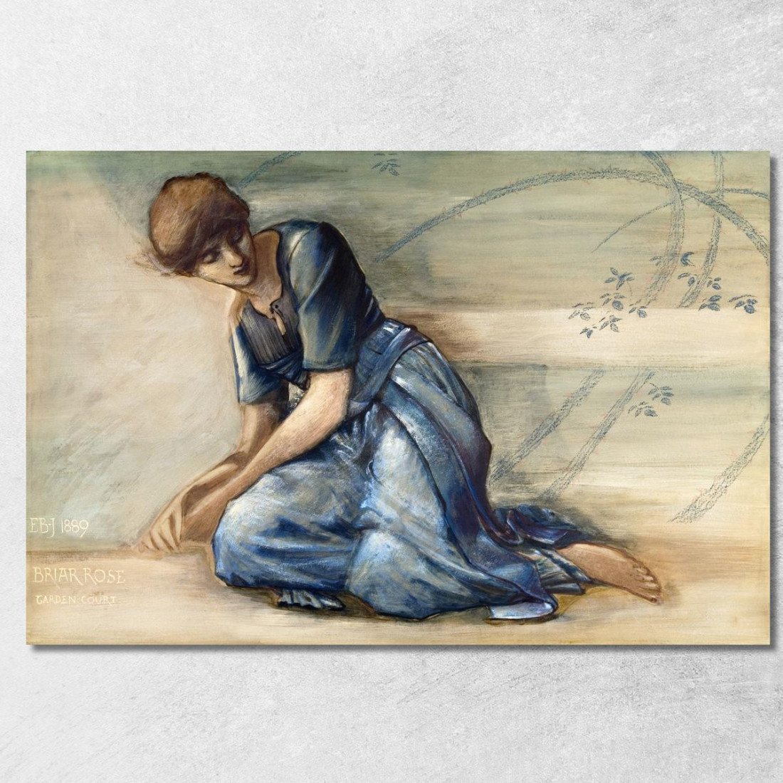 La Serie Briar Rose - Studio Per 'The Garden Court' 1892 Edward Burne Jones ebj23 quadro stampato su tela