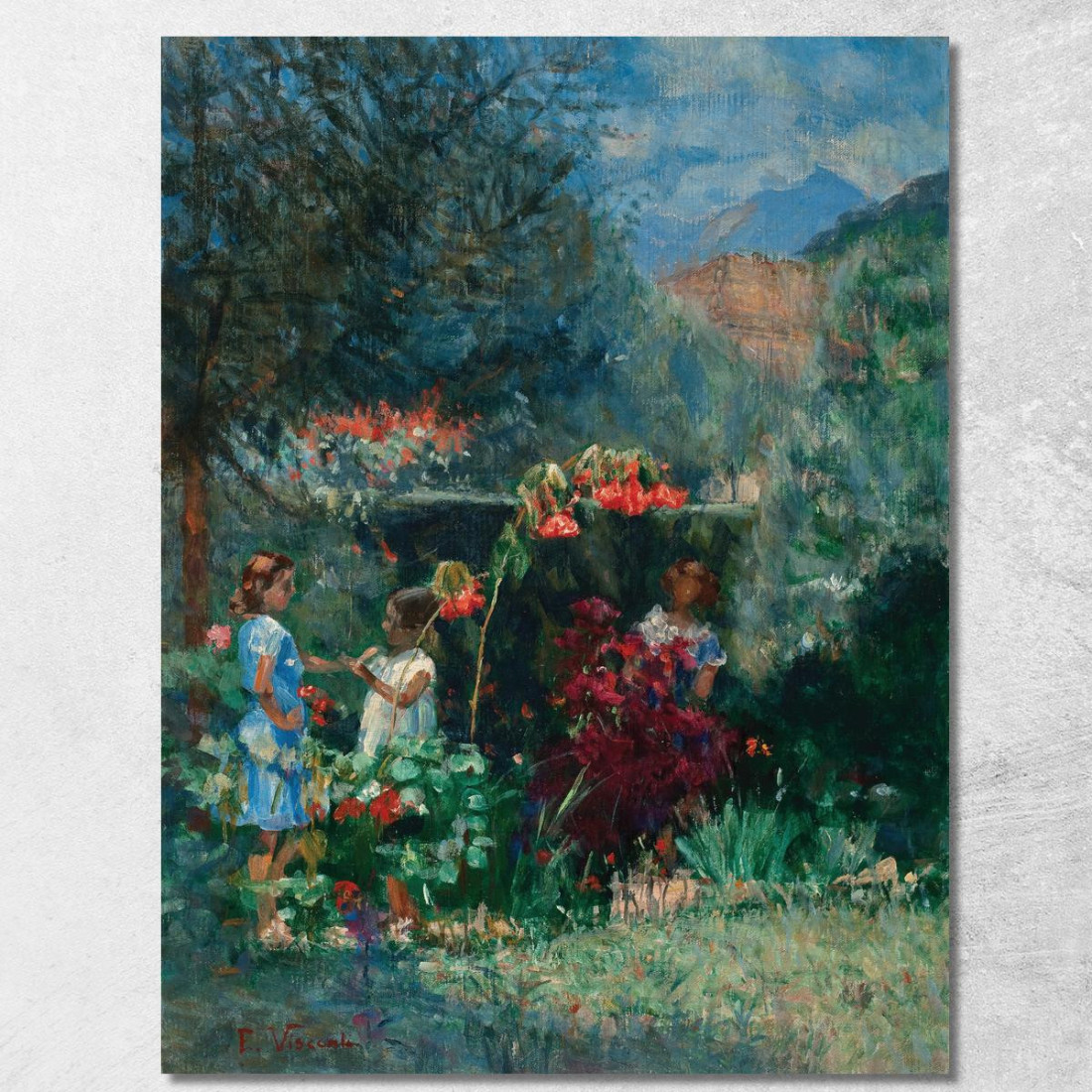 Tre Ragazze Nel Giardino Eliseu Visconti evs74 quadro stampato su tela Tre Ragazze Nel Giardino Eliseu Visconti evs74 quadro stampato su tela