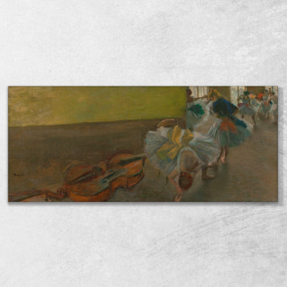 Ballerini In Sala Prove Con Un Contrabbasso Edgar Degas edg142 quadro stampato su tela