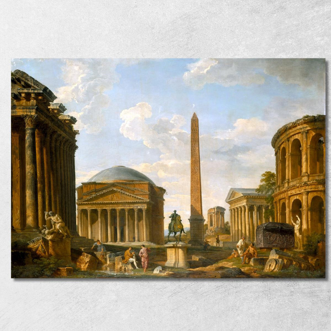 Capriccio Romano Il Pantheon E Altri Monumenti Giovanni Paolo Pannini gpp19 quadro stampato su tela Capriccio Romano Il Pantheon E Altri Monumenti Giovanni Paolo Pannini gpp19 quadro stampato su tela