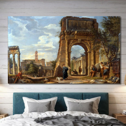 L'Arco Di Tito E Il Foro Romano Giovanni Paolo Pannini gpp22 quadro stampato su tela