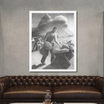 Tempesta In Avvicinamento Grant Wood gwo2 quadro stampato su tela