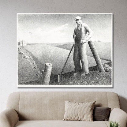 In Primavera Grant Wood gwo3 quadro stampato su tela