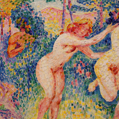 Stampa Giclée Raffigurante Due Ninfe In Corsa Henri Edmond Cross hec6 quadro stampato su tela