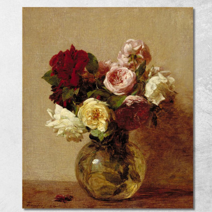 Rose Henri Fantin-Latou hfl11 quadro stampato su tela