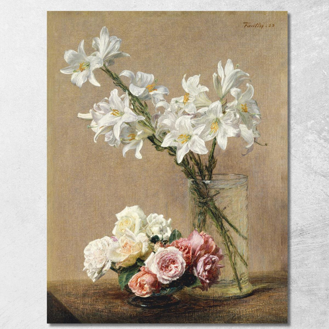 Rose E Gigli Henri Fantin-Latou hfl12 quadro stampato su tela Rose E Gigli Henri Fantin-Latou hfl12 quadro stampato su tela