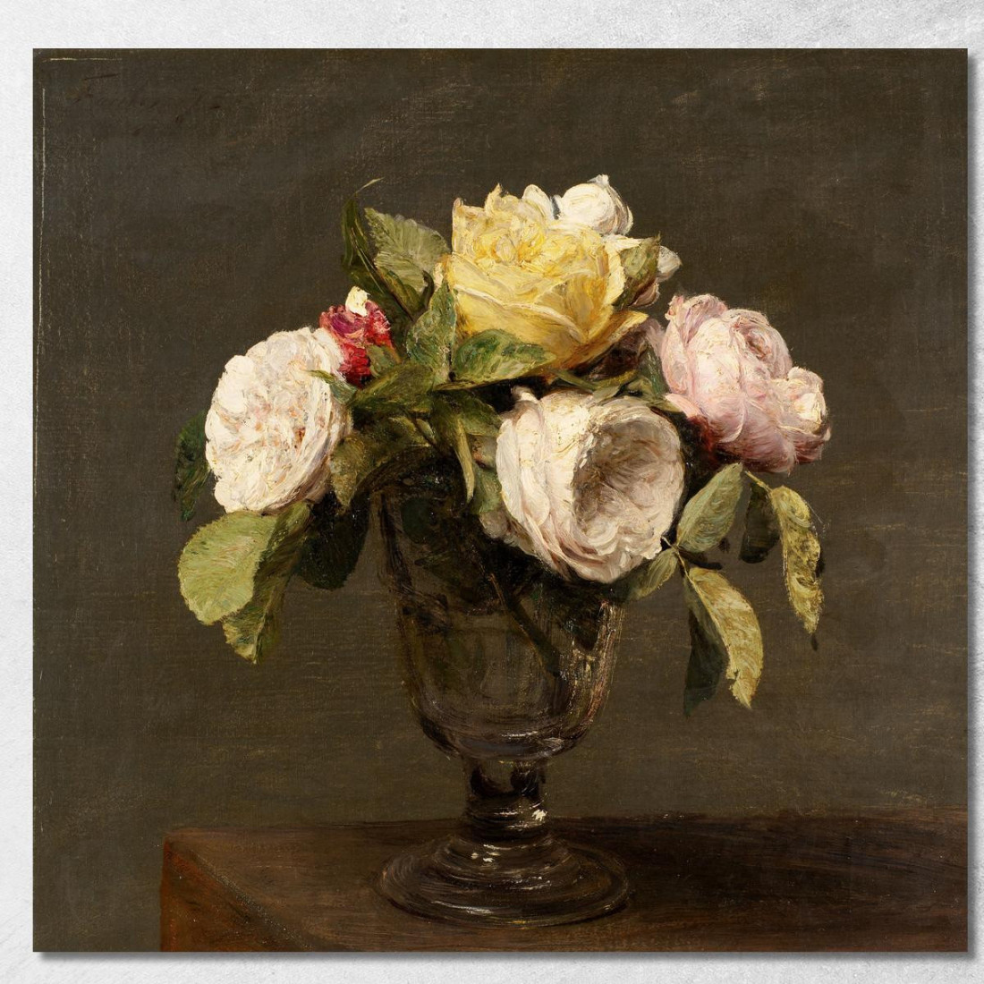 Rose In Una Verra A Piedi Henri Fantin-Latou hfl13 quadro stampato su tela Rose In Una Verra A Piedi Henri Fantin-Latou hfl13 quadro stampato su tela