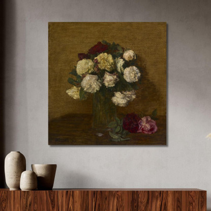 Rose In Un Vaso Henri Fantin-Latou hfl15 quadro stampato su tela