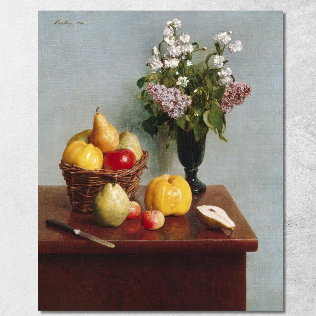 Natura Morta Con Fiori E Frutta Henri Fantin-Latou hfl20 quadro stampato su tela Natura Morta Con Fiori E Frutta Henri Fantin-Latou hfl20 quadro stampato su tela
