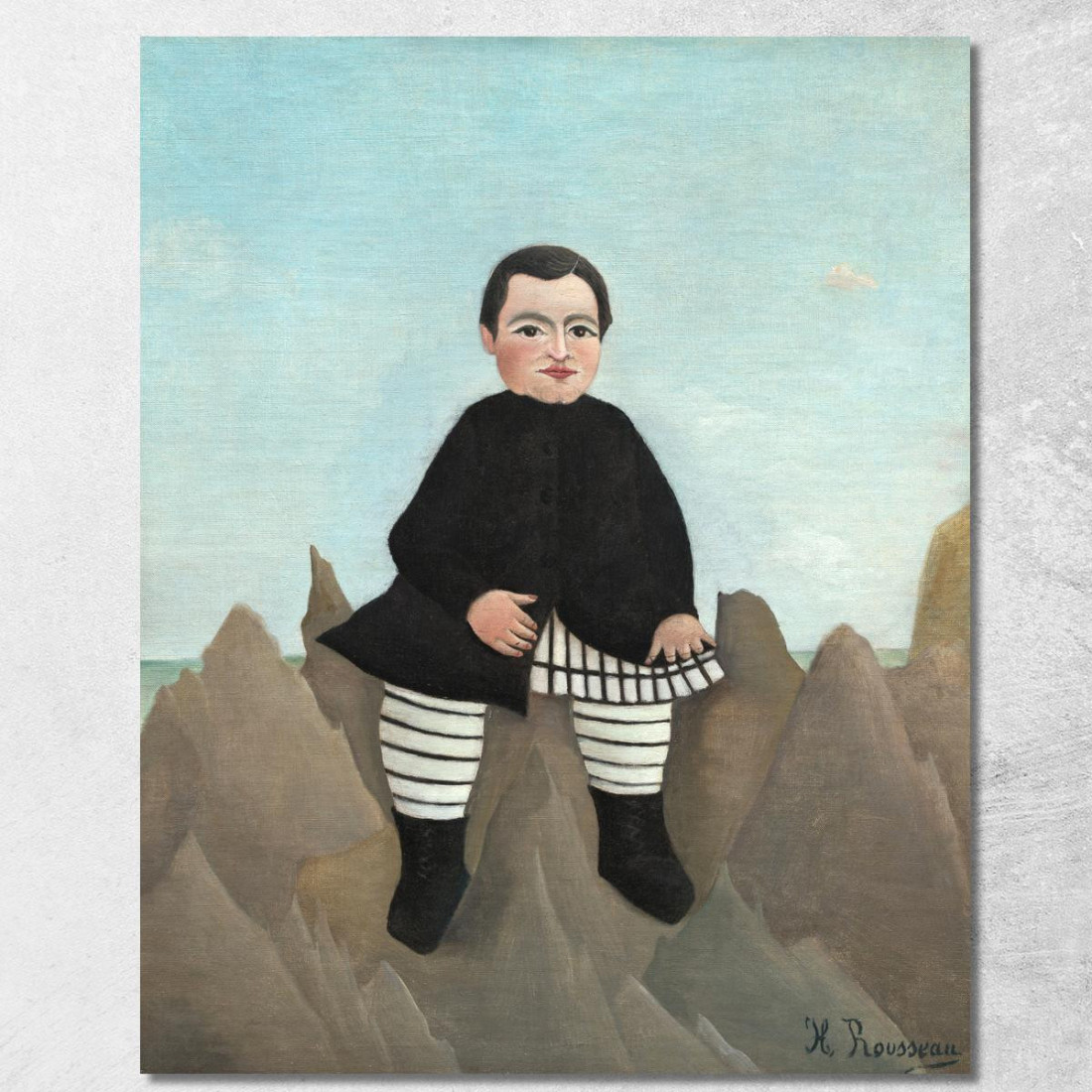 Ragazzo Sulle Rocce1 Henri Rousseau hrs4 quadro stampato su tela Ragazzo Sulle Rocce1 Henri Rousseau hrs4 quadro stampato su tela