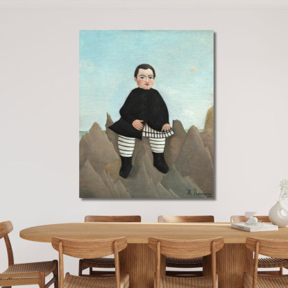 Ragazzo Sulle Rocce1 Henri Rousseau hrs4 quadro stampato su tela