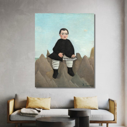 Ragazzo Sulle Rocce1 Henri Rousseau hrs4 quadro stampato su tela