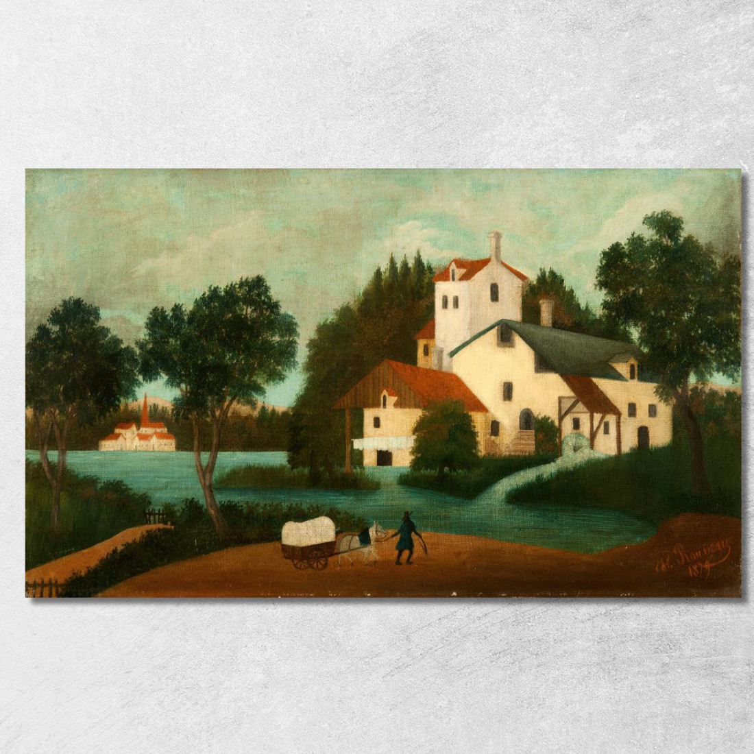 Paesaggio Con Mulino Ad Acqua Henri Rousseau hrs11 quadro stampato su tela Paesaggio Con Mulino Ad Acqua Henri Rousseau hrs11 quadro stampato su tela