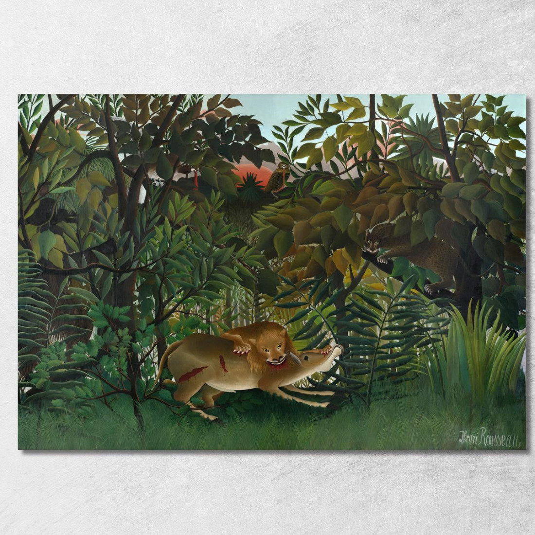 Il Leone Affamato Che Attacca Un'Antilope Henri Rousseau hrs33 quadro stampato su tela Il Leone Affamato Che Attacca Un'Antilope Henri Rousseau hrs33 quadro stampato su tela